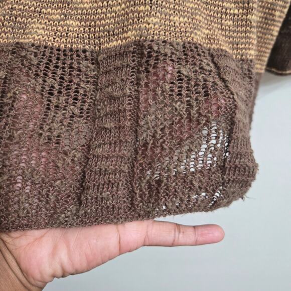 Bill Baber Handmade Scotland Womens 2-Tone Brown Open Knit Wool Knit Sweater M - Picture 5 of 10